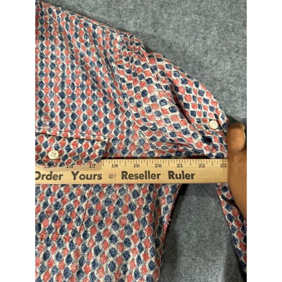 Ralph Lauren Top Women Medium Long Sleeve Circle Blue Button Front Collar Preppy - Picture 3 of 6